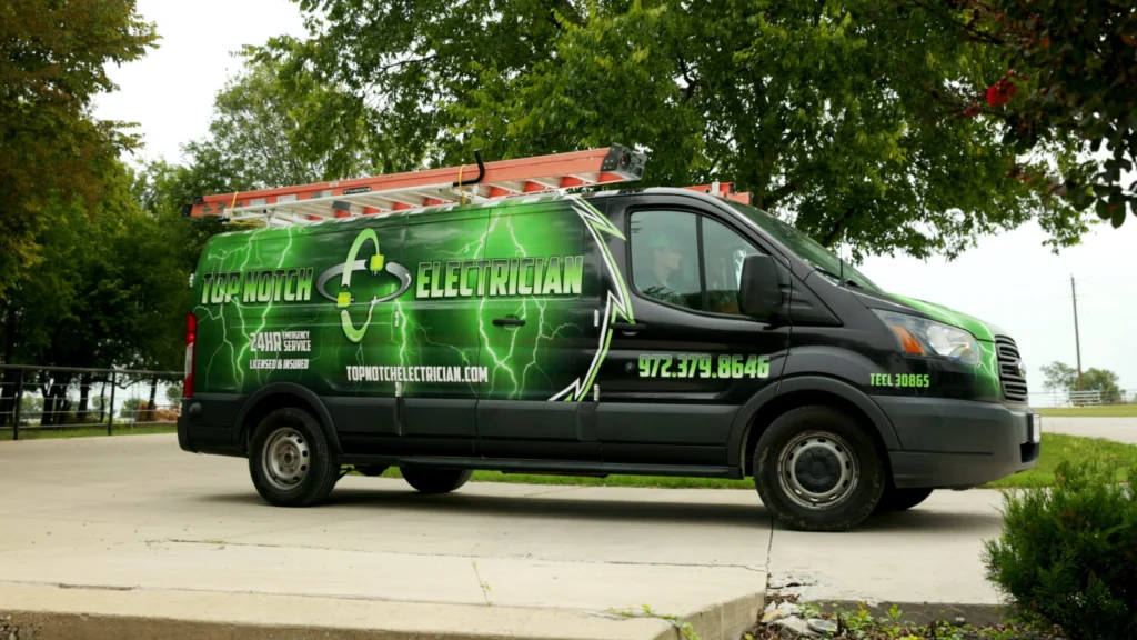 Top Notch Electrician service van serving Whitesboro, TX